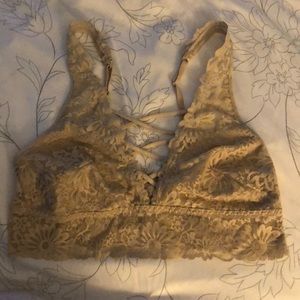 PINK Lace Bralette with Strappy Front Detail